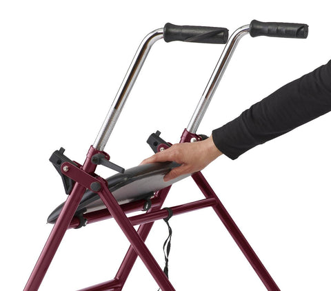 Medline 2-Wheel Steel Rollator with 5" Wheels, Burgundy, 1 EA (#RLT-600S-5BG)
