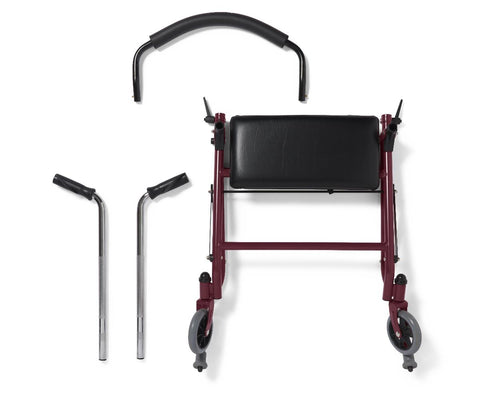 Medline 2-Wheel Steel Rollator with 5" Wheels, Burgundy, 1 EA (#RLT-600S-5BG)