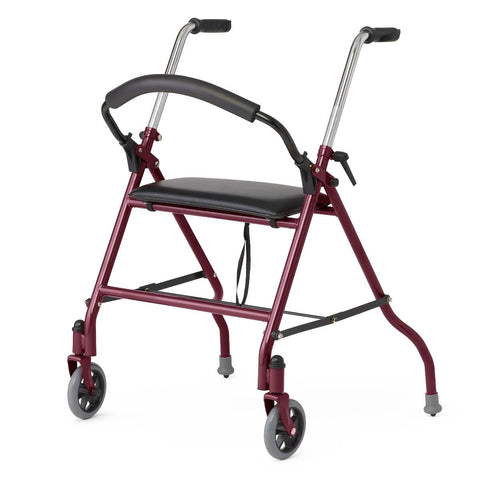 Medline 2-Wheel Steel Rollator with 5" Wheels, Burgundy, 1 EA (#RLT-600S-5BG)
