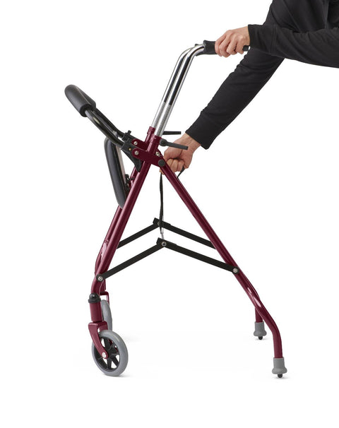 Medline 2-Wheel Steel Rollator with 5" Wheels, Burgundy, 1 EA (#RLT-600S-5BG)