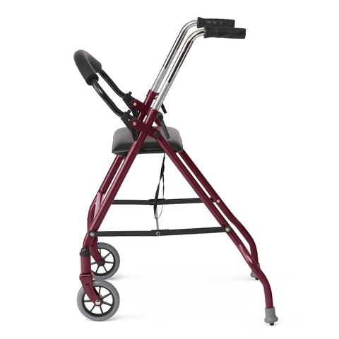Medline 2-Wheel Steel Rollator with 5" Wheels, Burgundy, 1 EA (#RLT-600S-5BG)