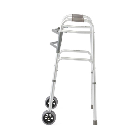 Medline Adult Bariatric Folding Walker, 2 Button, 500 lb. Capacity, Extra Wide, 5" Wheels, 1 EA (#MDS86410XWW)