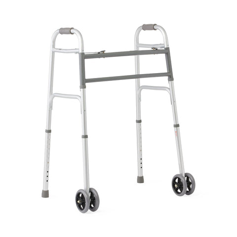 Medline Adult Bariatric Folding Walker, 2 Button, 650 lb. Capacity, 2 EA/CS #G30754B