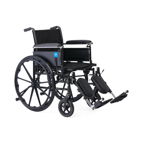 Medline K3 Guardian 20" Wide Wheelchair with Height-Adjustable Full-Length Arms and Elevating Leg Rests, Includes Seat/Brake Extenders, Anti-Tippers and Seat Belt #K3206N44E1
