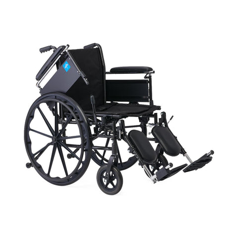 Medline K3 Guardian 20" Wide Wheelchair with Height-Adjustable Full-Length Arms and Elevating Leg Rests, Includes Seat/Brake Extenders, Anti-Tippers and Seat Belt #K3206N44E1