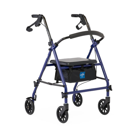 Medline Basic Steel Rollator with 6" Wheels, Blue, Knockdown, 1 EA #RLKD-150S-6B