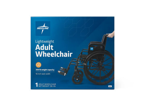 Medline K3 Guardian 18" Wide Wheelchair with Desk-Length Arms and Swing-Away Footrests, Medline Branded Retail Box #K3186N24SR