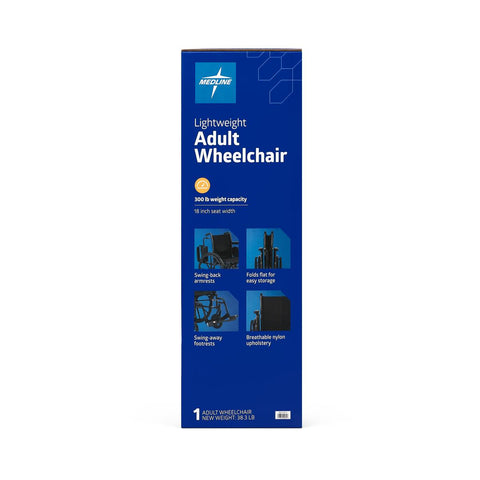 Medline K3 Guardian 18" Wide Wheelchair with Desk-Length Arms and Swing-Away Footrests, Medline Branded Retail Box #K3186N24SR
