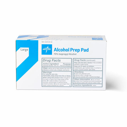 Medline Sterile Alcohol Prep Pads,. 2-Ply, Size L, 1-3/4" x 3"
