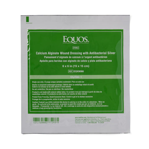EQUOS Calcium Alginate Wound Dressing with Silver, 6" x 6" inch