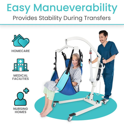 Electric Patient Lift With Sling #MOB1076WHTSLG