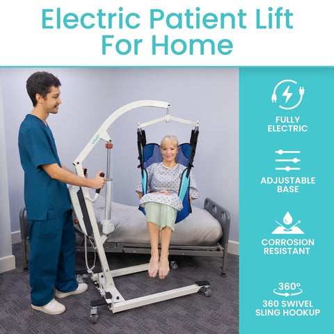 Electric Patient Lift With Sling #MOB1076WHTSLG
