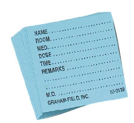 Medicine Card Grafco® White, 1-1/2 X 1-3/4 Inch For 3154 Medicine Dispenser Trays #3129 W