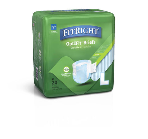 Medline FitRight Extra Cloth-Like Adult Incontinence Briefs, Size L, 44" to 56" Waist #FITEXTRALG