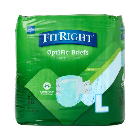 Medline FitRight Extra Cloth-Like Adult Incontinence Briefs, Size L, 44" to 56" Waist #FITEXTRALG