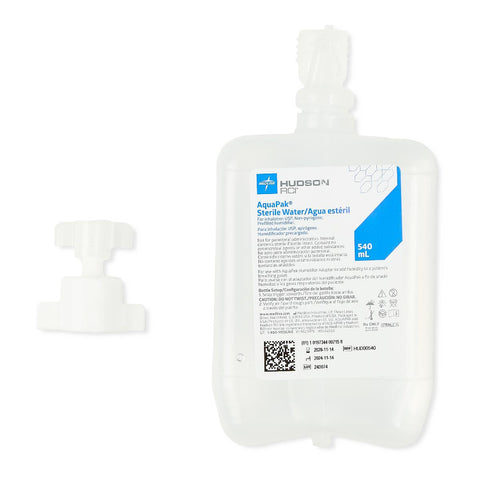 Humidifier with Adapter Aquapak® 540 mL Sterile Water Adult / Pediatric #HUD00540