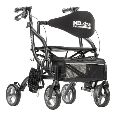 Drive Medical MD by Drive Fusion 2 in 1 Rollator/Transport Chair