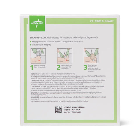 Maxorb Extra CMC / Alginate Dressings, 4" x 4" inch