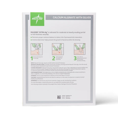 Maxorb Extra Ag+ CMC/Alginate Dressings, 8" x 12" inch