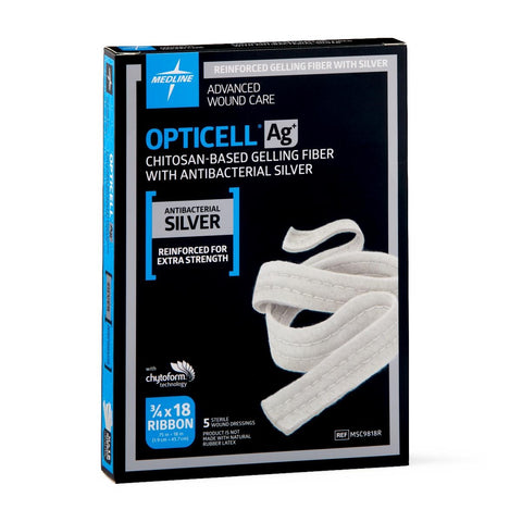 Medline Silver Gelling Fiber Dressing Opticell Ag+ 3/4 X 18 Inch Ribbon Sterile #MSC9818RZ