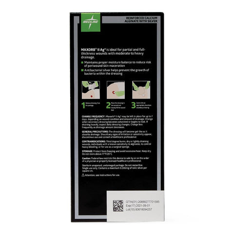Maxorb II Silver Alginate Wound Dressing, 1" x 12" inch