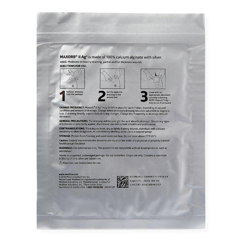 Maxorb II Silver Alginate Wound Dressing, 4" x 4.75" inch
