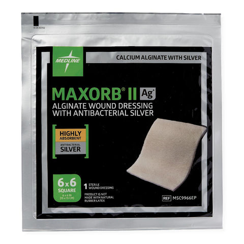Maxorb II Silver Alginate Wound Dressing, 6" x 6" inch