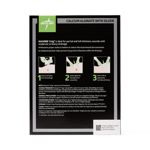 Maxorb II Silver Alginate Wound Dressing, 8" x 12" inch