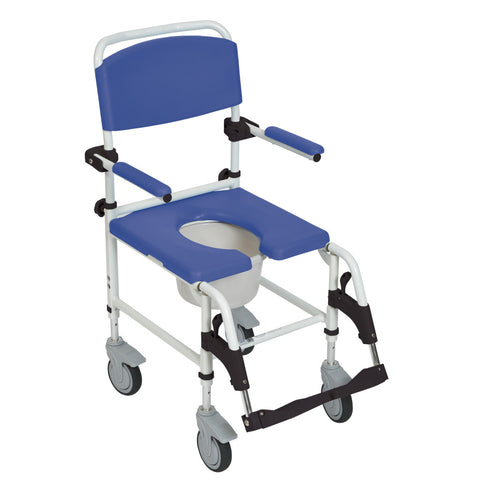 Drive Medical Aluminum Rehab Shower Commode Chair with Four Rear-locking Casters #NRS185007