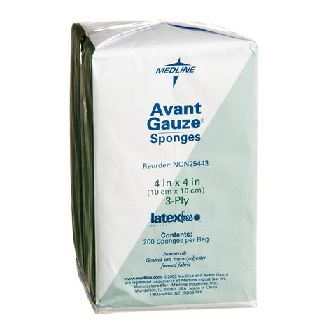 Nonwoven Sponge Avant Gauze® Polyester / Rayon 3-Ply Square NonSterile
