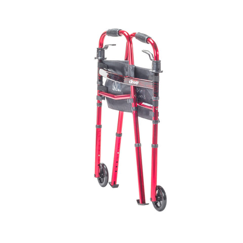 Drive Medical Deluxe Folding Travel Walker with 5" Wheels, Adult #RTL10263KDR