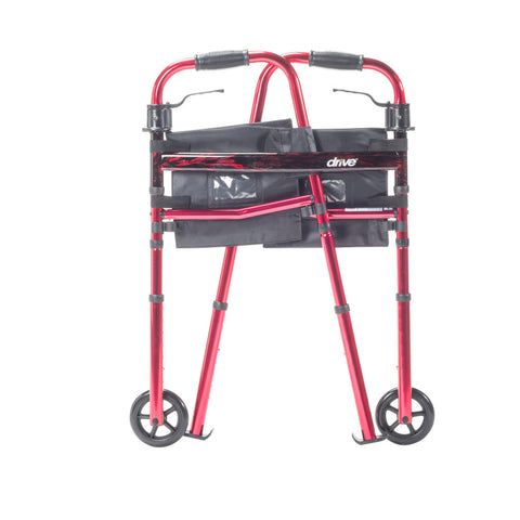 Drive Medical Deluxe Folding Travel Walker with 5" Wheels, Adult #RTL10263KDR