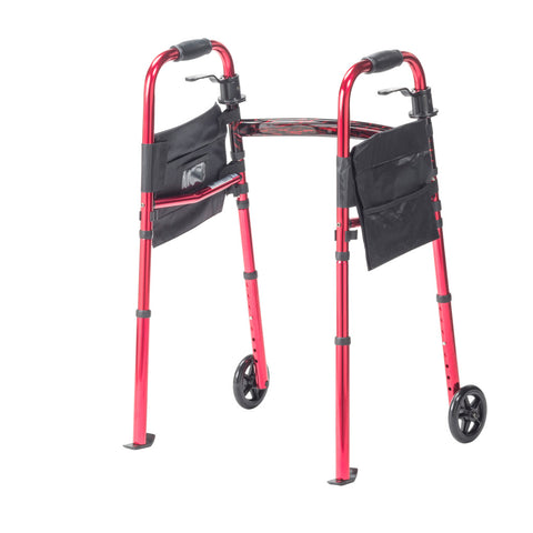 Drive Medical Deluxe Folding Travel Walker with 5" Wheels, Adult #RTL10263KDR