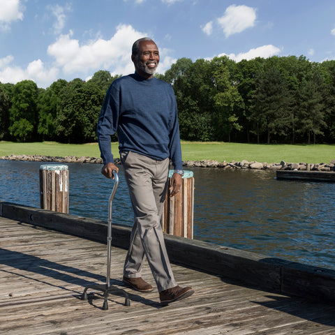 Drive Medical Folding Quad Cane, Small Base, Charcoal, 1EA, 12/CV #RTL10310FCH