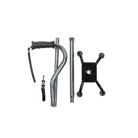 Drive Medical Folding Quad Cane, Small Base, Charcoal, 1EA, 12/CV #RTL10310FCH
