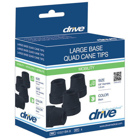 Drive Medical Large Base Quad Cane Tip (5/8" cane diameter) #RTL10321BKB
