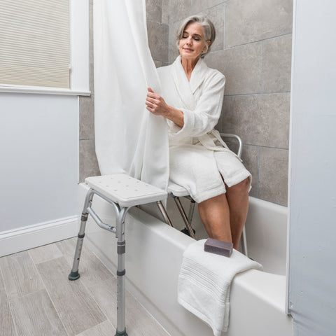 Drive Medical Splash Defense™ Transfer Bench with Curtain Guard Protection #RTL12032KDR