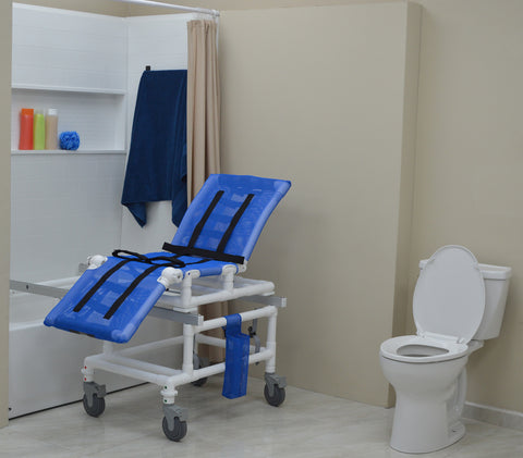 MJM International Dual Bathing/Transferchair With Adjustable Reclining Back And Adjustable Legrest (MUST BE USED WITH ASSISTANCE) #D197-5-M-SLIDE-N