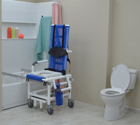 MJM International Dual Shower/Transferchair With Tilt Slider With Deluxe Elongated Open Front Soft Seat And Dual Drop Down Armrests (MUST BE USED WITH ASSISTANCE) #D118-5-TIS-SLIDE-N