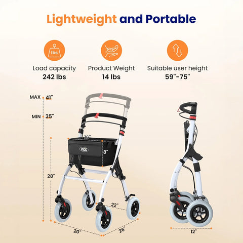 SLIM FOLDABLE INDOOR ROLLATOR #Z32