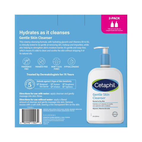 Gentle Skin Cleanser, Dry to Normal Sensitive Skin, 20 Fl Oz, 2-Count