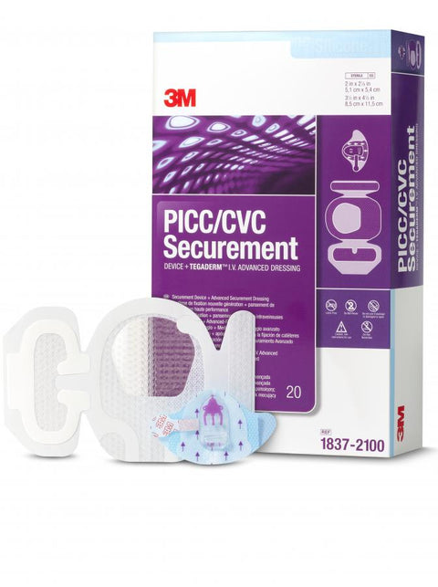 PICC/CVC Securement Device + Tegaderm™ with CHG IV Dressing 3M™ Tegaderm™ CHG (Chlorhexidine Gluconate) 3-1/2 X 4-1/2 Inch Sterile