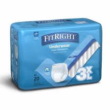 Absorbent Underwear FitRight® Bariatric Pull On with Tear Away Seams Adult 3X-Large Unisex Disposable Heavy Absorbency #FIT800