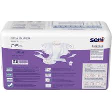 Incontinence Brief Seni® Super Adult X-Small Unisex Disposable Heavy Absorbency #S-XS25-BS1