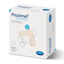 Hartmann Foam Dressing Proximel® Non-Border 4 X 8 Inch Without Border Waterproof Backing Silicone Face Rectangle Sterile #15713102