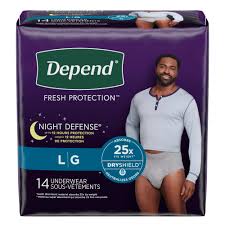 Absorbent Underwear Depend® Night Defense® Pull On with Tear Away Seams Adult Large Male Disposable Heavy Absorbency #55157