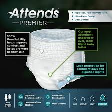 Absorbent Underwear Attends® Premier Pull On with Tear Away Seams Adult Medium Unisex Disposable Heavy Absorbency #ALI-UW20S