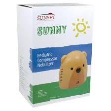 Compressor Nebulizer System Sunset Healthcare Solutions Small Volume Medication Bottle Pediatric Aerosol Mask Delivery #NEB300BEAR