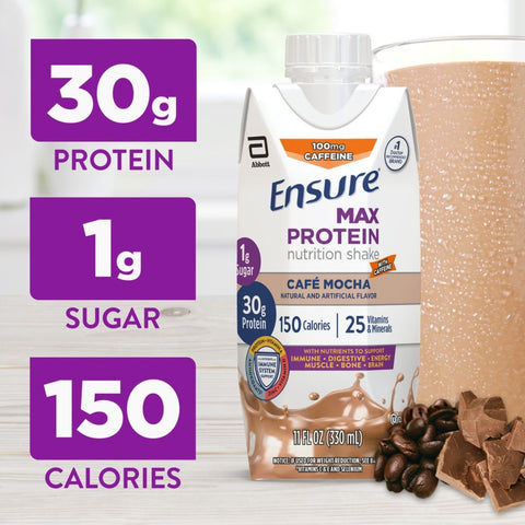 Oral Supplement Ensure® Max Protein Nutrition Shake Café Mocha Flavor Liquid 11 oz. Reclosable Carton #66893