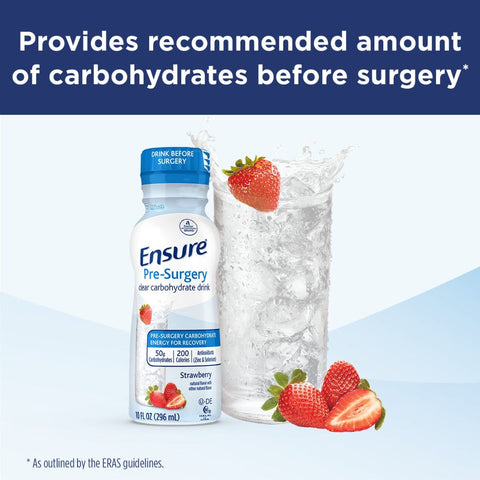 Oral Supplement Ensure® Pre-Surgery Clear Carbohydrate Drink Strawberry Flavor Liquid 10 oz. Bottle #65044